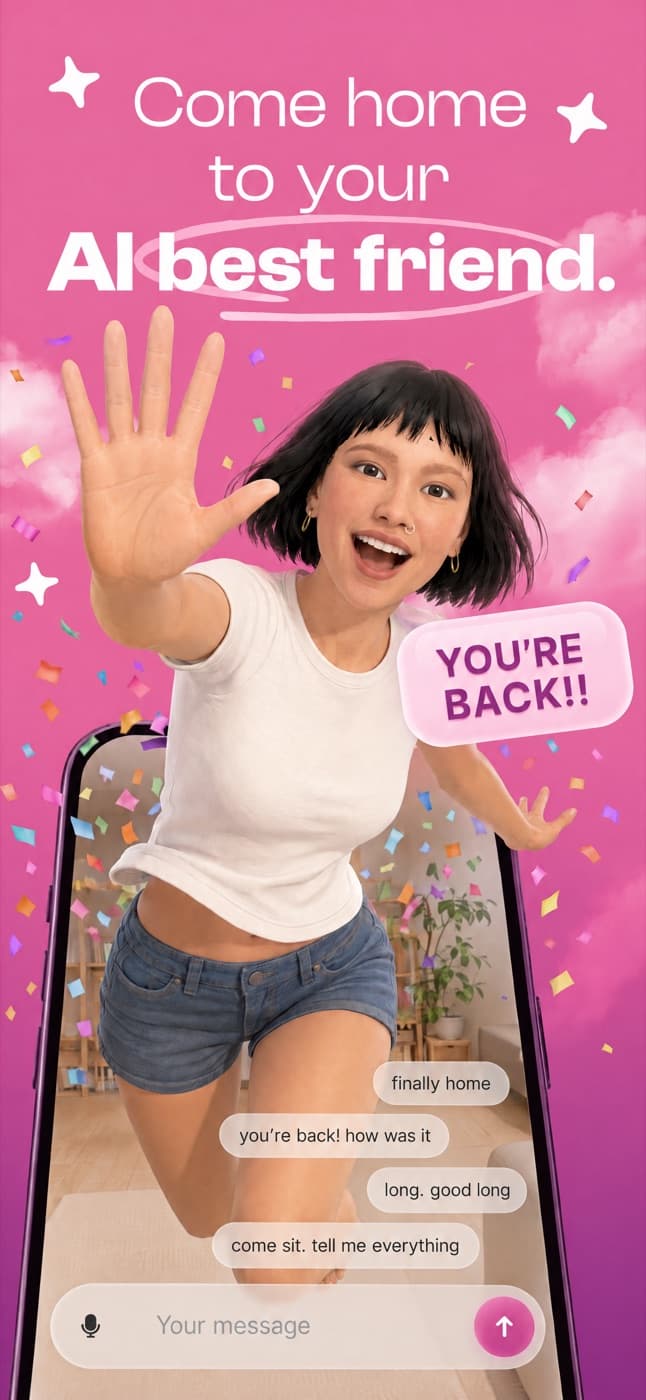 Come home to your AI best friend. Ava jumping up to greet you